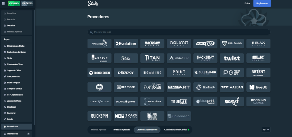 Provedores de cassino Stake